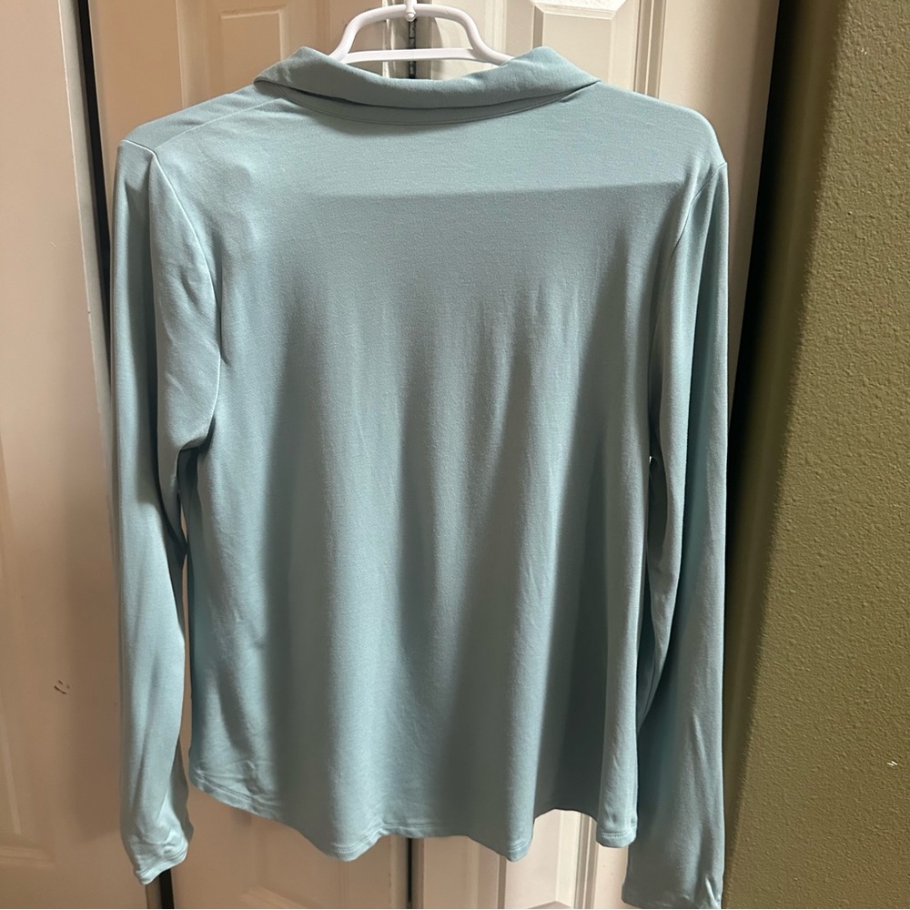 J. Jill Women's Light Green, Pistachio Button-Down Soft Long Sleeve Shirt, M - Picture 2 of 6